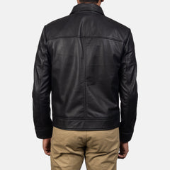 Men's Black real sheepskin Leather Biker Jacket