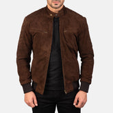Mens Mocha Suede Bomber Jacket