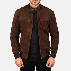 Mens Mocha Suede Bomber Jacket