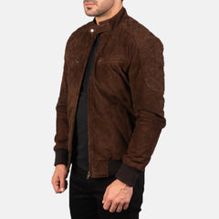 Mens Mocha Suede Bomber Jacket