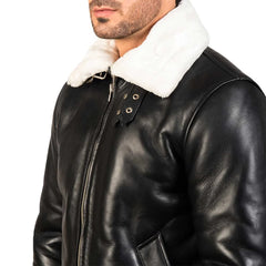 Mens Black Shearling Leather jacket