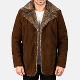 Furlong Brown Suede Leather Coat for men