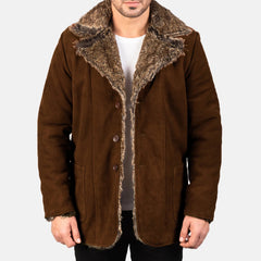 Furlong Brown Suede Leather Coat for men