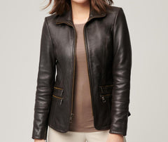 Women Unique Style Real Leather Jacket