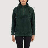 Green Suede Hooded Pullover Jacket