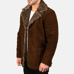 Lester Brown Suede Bomber Jacket for men