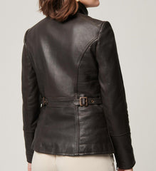 Women Unique Style Real Leather Jacket