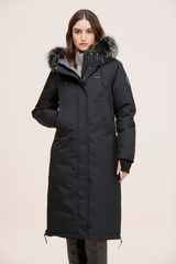 Stacie Ultra-warm down puffer with utility pockets and smart winter features.