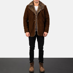 Furlong Brown Suede Leather Coat for men