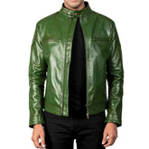 Distressed Green Leather Jackets for Men