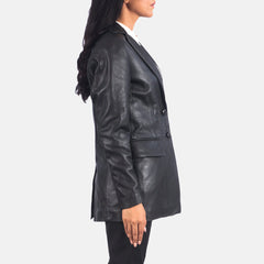 Black Leather Blazer Women Jacket