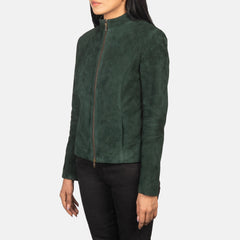 Jotean Green Suede women Biker Jacket