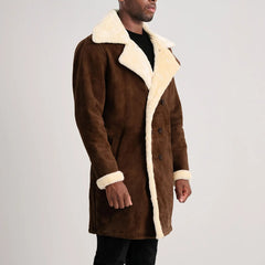Brown Suede Leather Coat Jacket