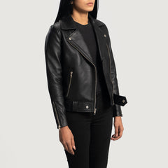 Novan Black Leather women Biker Jacket
