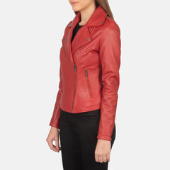 Zelsus Red Leather women Biker Jacket
