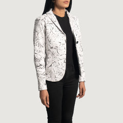 White Leather Blazer Women Jacket