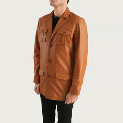 Mens Brown Leather Blazer Jacket