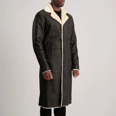 Brown Shearling Long Coat Jacket