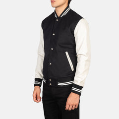 Black & White Hybrid Varsity Jacket for men