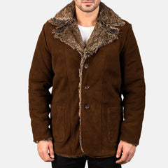 Furlong Brown Suede Leather Coat for men
