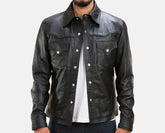 James alex Motorcycle Shirt Style Leather Jacket