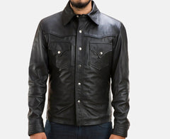 James alex Motorcycle Shirt Style Leather Jacket