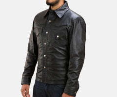 James alex Motorcycle Shirt Style Leather Jacket