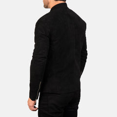 Charcoal Black Suede Biker Jacket for men