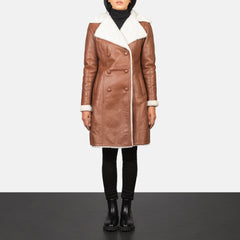 Evelyn Brown Double Breasted Shearling Coat