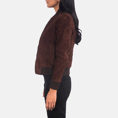 Bliss Brown Suede Bomber Women stylish Jacket