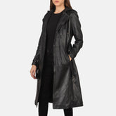 Lily Hooded Black Trench Coat