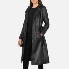 Lily Hooded Black Trench Coat