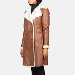 Evelyn Brown Double Breasted Shearling Coat