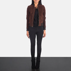Bliss Brown Suede Bomber Women stylish Jacket