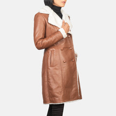 Evelyn Brown Double Breasted Shearling Coat