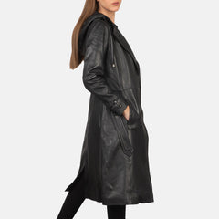 Lily Hooded Black Trench Coat
