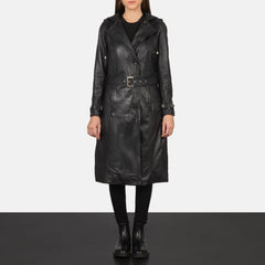 Lily Hooded Black Trench Coat