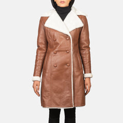 Evelyn Brown Double Breasted Shearling Coat