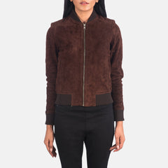 Bliss Brown Suede Bomber Women stylish Jacket