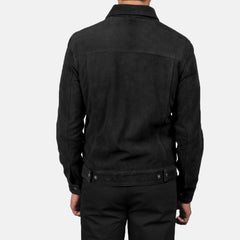 Black Suede Trucker Jacket for men