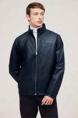 Jack lamb leather bomber with slim fit, front zip and quilted lining—stylish for any occasion.