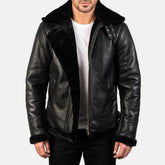 Jordon B3 Black Leather Bomber Jacket