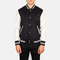 Black & White Hybrid Varsity Jacket for men
