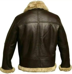Men's Genuine Shearling RAF Aviator Brown B3 WWII Aviator Flight Pilot Bomber Genuine Lambskin Leather Jacket/WWII JACKET