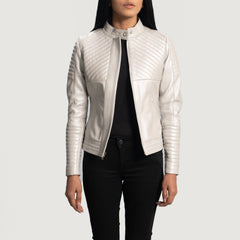 Zelum Leather Quilted Women Biker Jacket