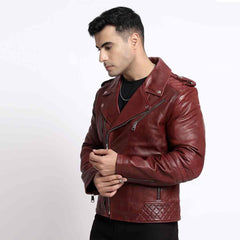 Mens Brown Leather Biker Style Jackets