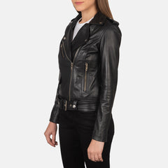 Ilia Black Leather Biker Jacket