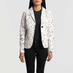White Leather Blazer Women Jacket