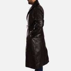 Jovon Black Leather Long Coat Jacket