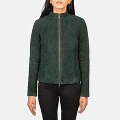 Jotean Green Suede women Biker Jacket